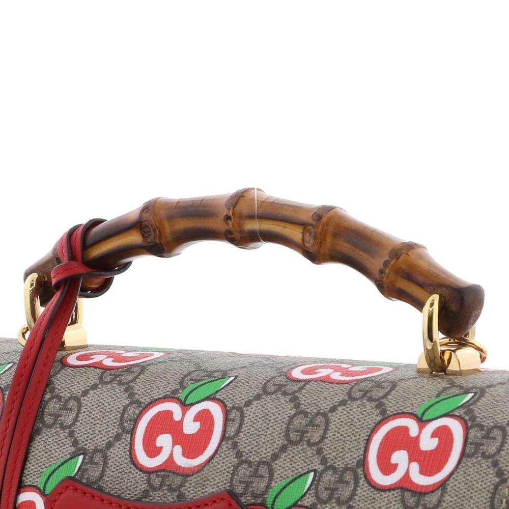 Gucci Shoulder Red Bamboo Apple GG Bag Messenger - Picture 3 of 6